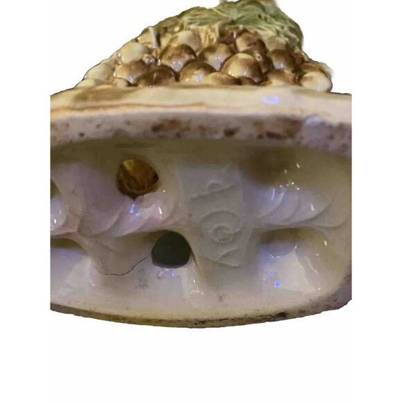 70s McCoy Vase/Pitcher, Grape Pattern Triple Handle Brown Green Retro SET - Picture 10 of 11